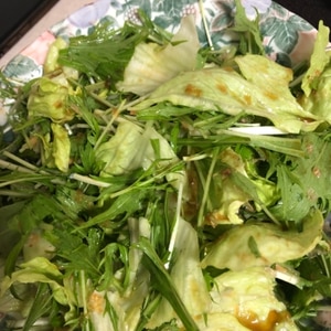 レタスと水菜と鰹節のポン酢サラダ